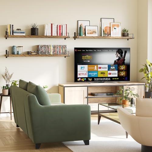 Toledo 48 inch Floating Shelf with Heavy Duty Bookend Brackets