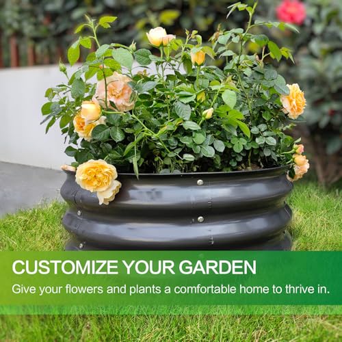 GARDMAX 2x2x1FT Galvanized Round Raised Garden Bed Kit