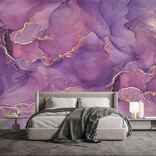 Purple Marble Fabric Wallpaper Abstract Texture Mural Bedroom 140" x 91"