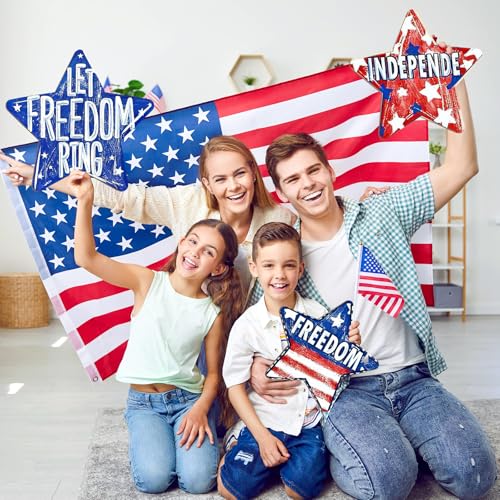 Large Size Wooden Star 4th of July Ornaments to Paint (6 Count)