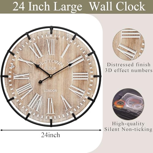 24 Inch Large Farmhouse Wall Clock