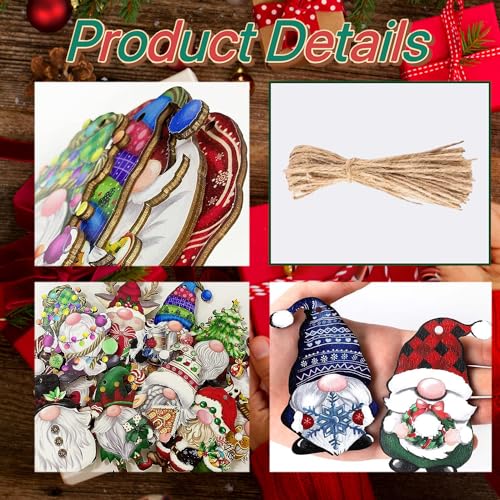 24Pcs Christmas Gnome Ornaments Unduplicates Wooden Hanging Ornaments for Xmas Tree