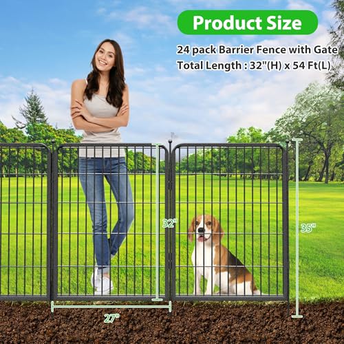 Decorative Black Metal Fencing Garden Fence with Gate (180 Sq Ft)