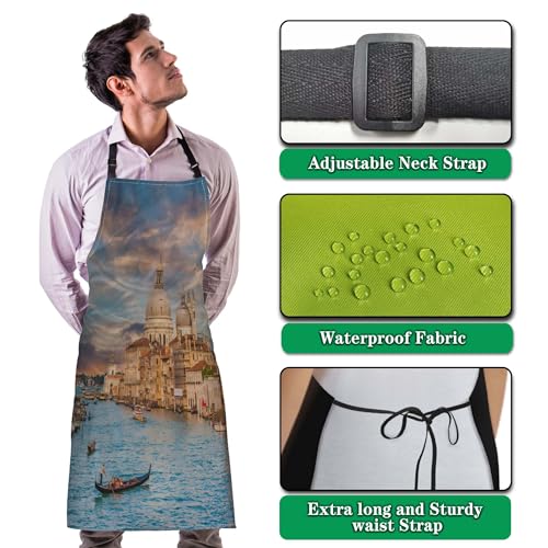 Garden Apron for Women Sunset in Venice Fun Aprons for Men for Kitchen Cooking Restaurant BBQ Painting Crafting Gardening 27”