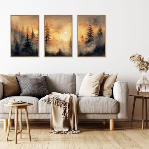 Golden Sunshine Forest Framed Canvas Wall Art