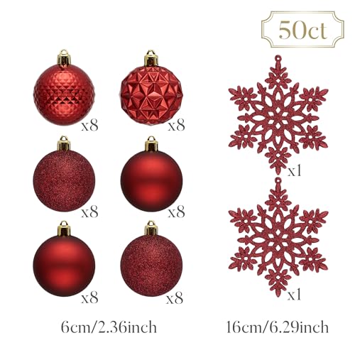 50ct Christmas Tree Decorations Ball Ornaments 2.36 Inches (50 Count)