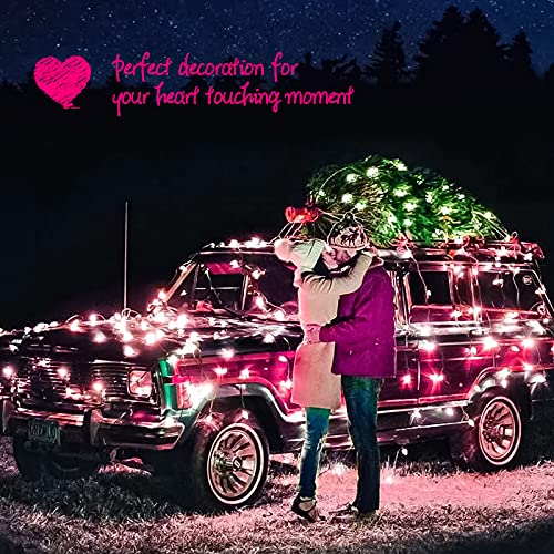 Clear Christmas Pink String Lights 100 Count 20 Feet (26.5 Foot)