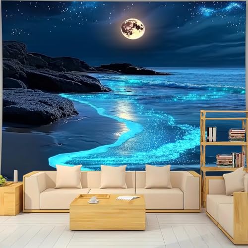 Nature Tapestry Forest Tree Sea Cave Wall Hanging