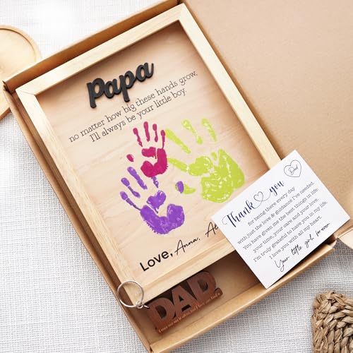 Best Dad Ever Hands Down Sign Handprint Kit with Paint DIY Gift for Father's Day