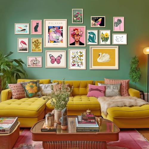 16 PCS Framed Eclectic Wall Art Decor (16 Count)