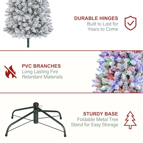 6 ft Pencil Prelit Christmas Tree with Snow Flocked Branches