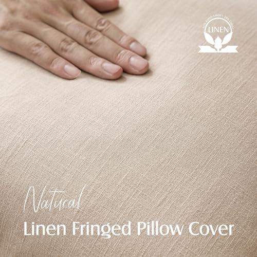 Decorative Linen Fringe Throw Pillow Covers 20×20 Inch (2 Count)
