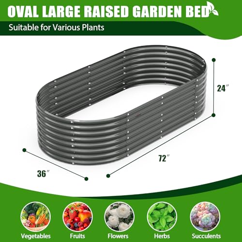 Anleolife 8 Bed 6x3x2ft Oval Galvanized Raised Garden Beds