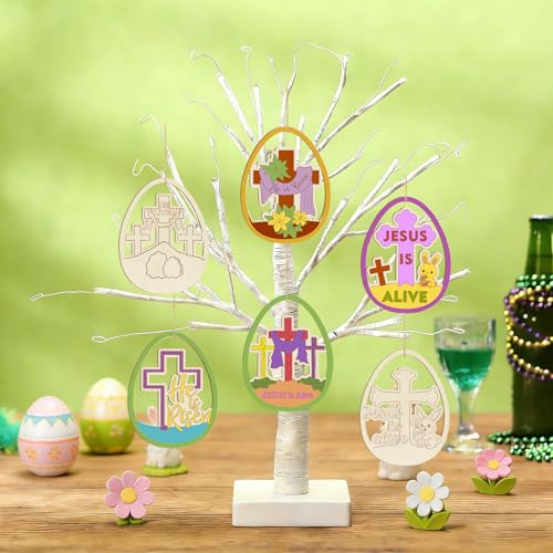 36PCS Wooden Easter Ornaments to Paint (36 Count)