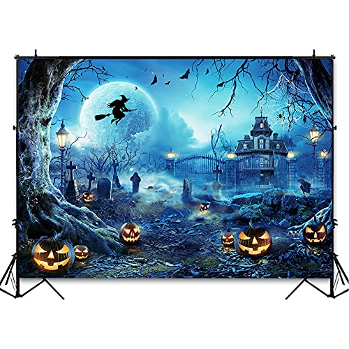 10x7ft Blue Halloween Backdrop Spooky Photography Background