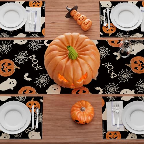 Halloween Ghost Pumpkin Table Runner for Table Decoration 13x90 Inch
