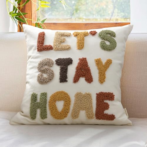 Boho Throw Pillow Covers 18x18 Tufted Fall Home Decor for Couch