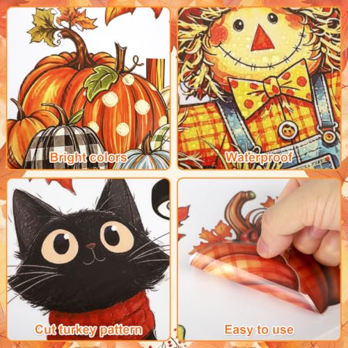 Vintage Fall Leaves Window Clings 6 Sheets (6 Count)