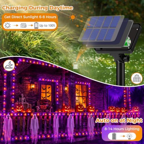 Orange Purple Solar Halloween String Lights Outdoor 4 Pack (4 Count)