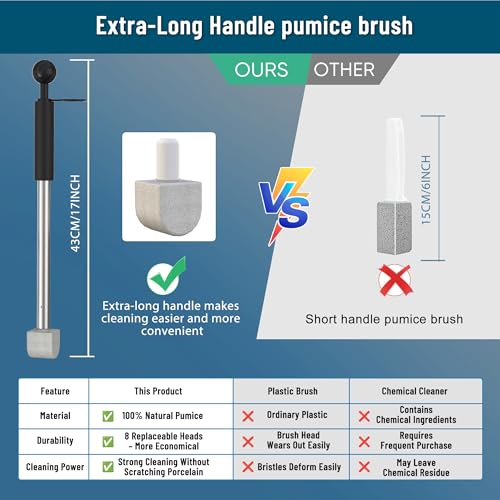 Pumice Stone Toilet Bowl Cleaner with Handle for Hard Water & Stains (9 Count)
