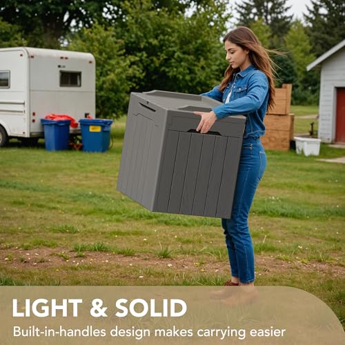 30 Gallon Resin Deck Box Outdoor Indoor Waterproof Storage Box for Patio Furniture Pool Accessories Storage for Cushion Garden Tools
