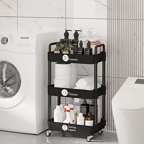 3 Tier Rolling Cart with Wheels (3 Tiers)