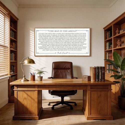 The Man In The Arena Framed Canvas Wall Art 40x20 Inch
