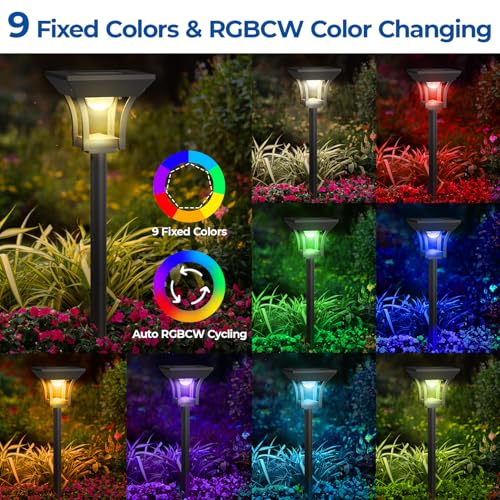 RGBCW Solar Pathway Lights Outdoor (12 Count)