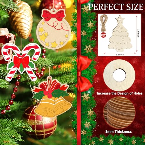 80PCS Wooden Christmas Ornaments to Paint (80 Count)