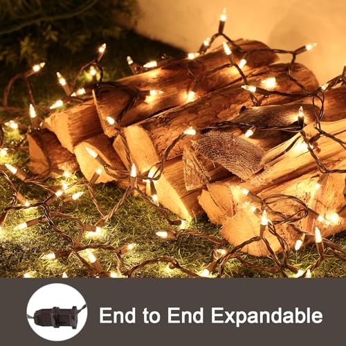 White Incandescent Mini Christmas Tree Lights 100 Count Brown Wire