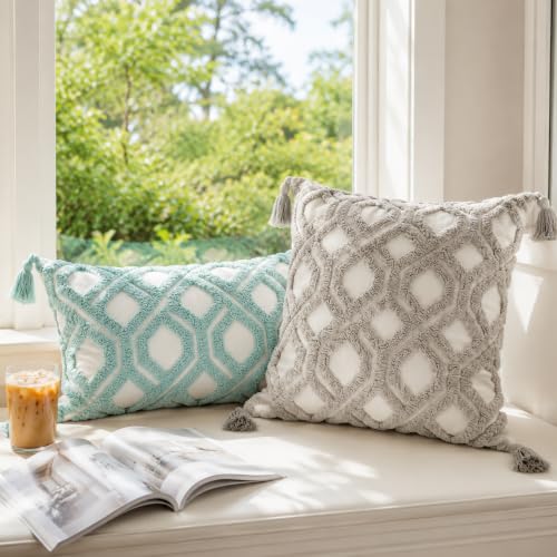 Lumbar Boho Pillow Covers 12x20 Tufted for Couch
