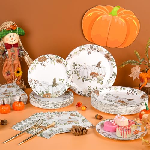 150Pcs Fall Paper Plates and Napkins Party Supplies Autumn Plates Napkin (150 Count)