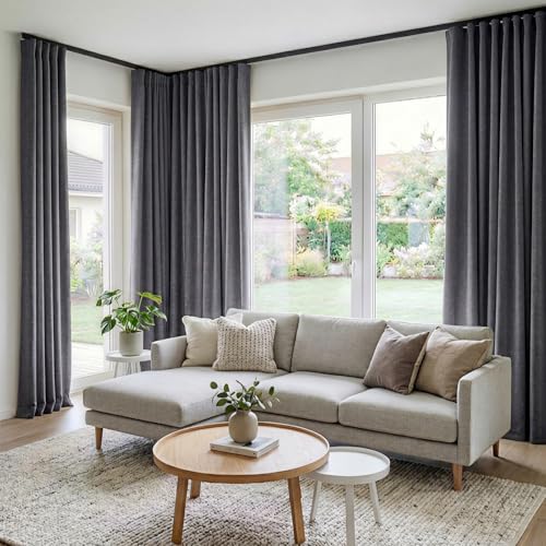 Room Divider Curtains Blackout Floor to Ceiling Curtain with Hook Wall Mount Sliding Door Curtains Ceiling Mount Extra Wide Curtain Wall Divider for Room Separation
