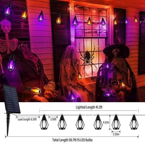 42FT 15 LED Solar Flame Halloween String Lights (15 Count)