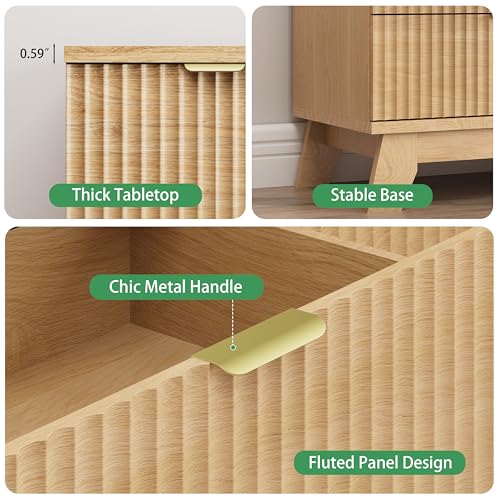 Fluted Dresser for Bedroom with 6 Drawers