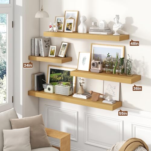 Floating Shelves 35.7" W x 10.3" D Oak Set of 2 (2 Count)