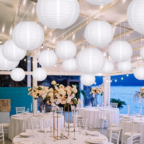 21 Pack White Paper Lanterns (21 Count)
