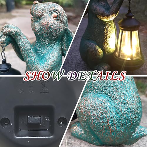 JOYBEE Garden Statues Rabbit with Solar Lantern Outdoor Decor