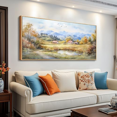 Large Wall Decoration Canvas For Bedroom Wall Art For Living Room Office Decor Rural Landscape Painting Wood Frame Pictures Art Print Farmhouse Restaurant Home Wall Aesthetics 24"x48"