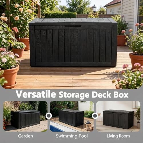 120 Gallon Outdoor Storage Box Waterproof Deck Box for Patio