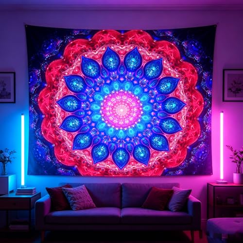 Blacklight Mandala Tapestry for Bedroom