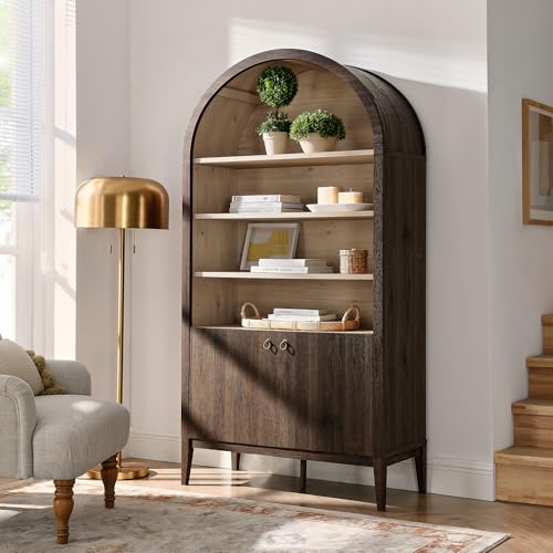 Nolan Tall Arched Storage Display Cabinet in Dark Walnut