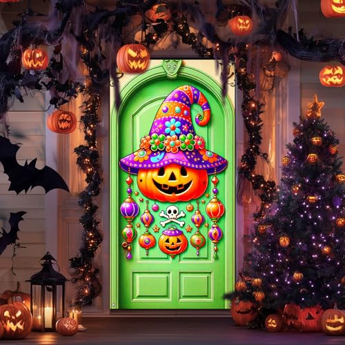 Halloween Door Banner Jack Lantern 35x71 Inch Polyester