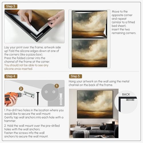 60"x72" Extra Large Framed Wall Art Golden Horizon Dramatic Abstract Landscape Illustration for Home Living Room Bedroom Decor