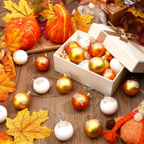 24Pcs Thanksgiving Fall Tree Decorations Hanging Ball Ornaments (24 Count)