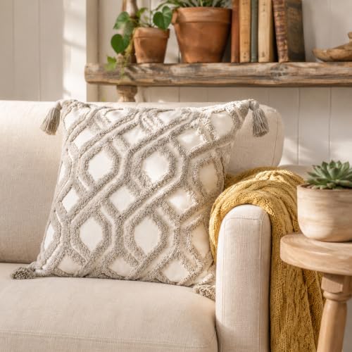 Boho Throw Pillow Covers 18x18 Tufted with Tassels