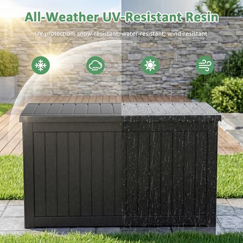 310 Gallon Deck Box Lockable Waterproof UV Resistant Black
