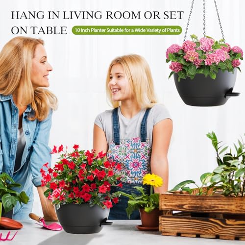10 Inch Hanging Baskets 2 PC with Chains (2 Count)