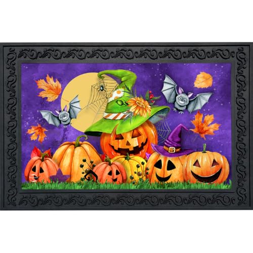 Halloween Doormat 30x18 Indoor Outdoor Happy Jack O Lanterns for Halloween Doormat (3.75 Sq Ft)