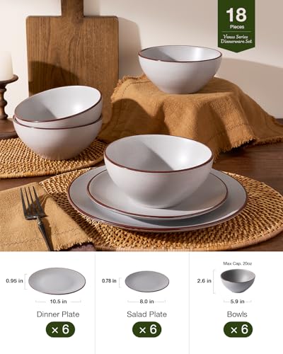Venus Ceramic Plates and Bowls Sets (18 Count)